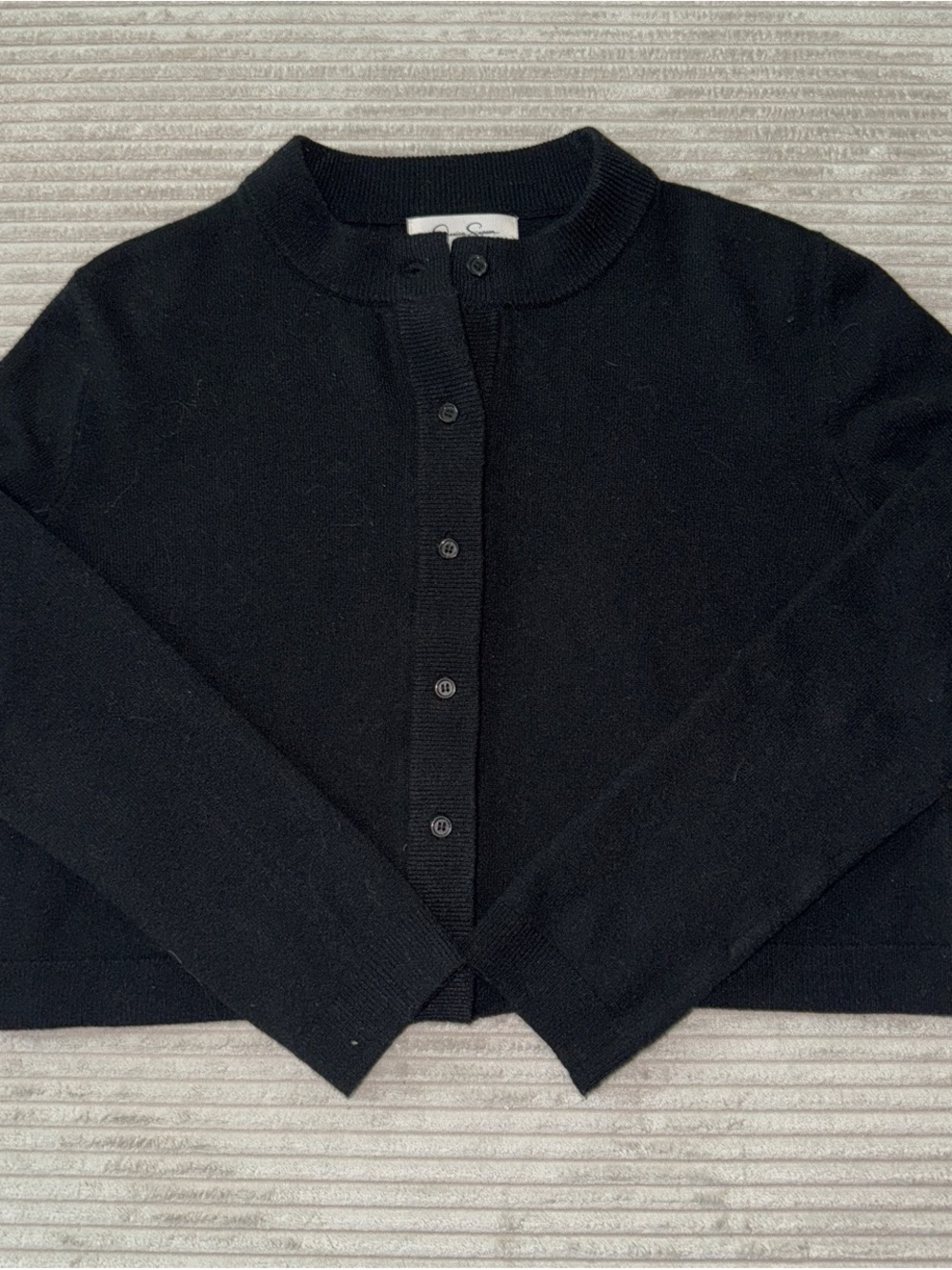 Jessica Simpson Black Button-Front Crew Cardigan